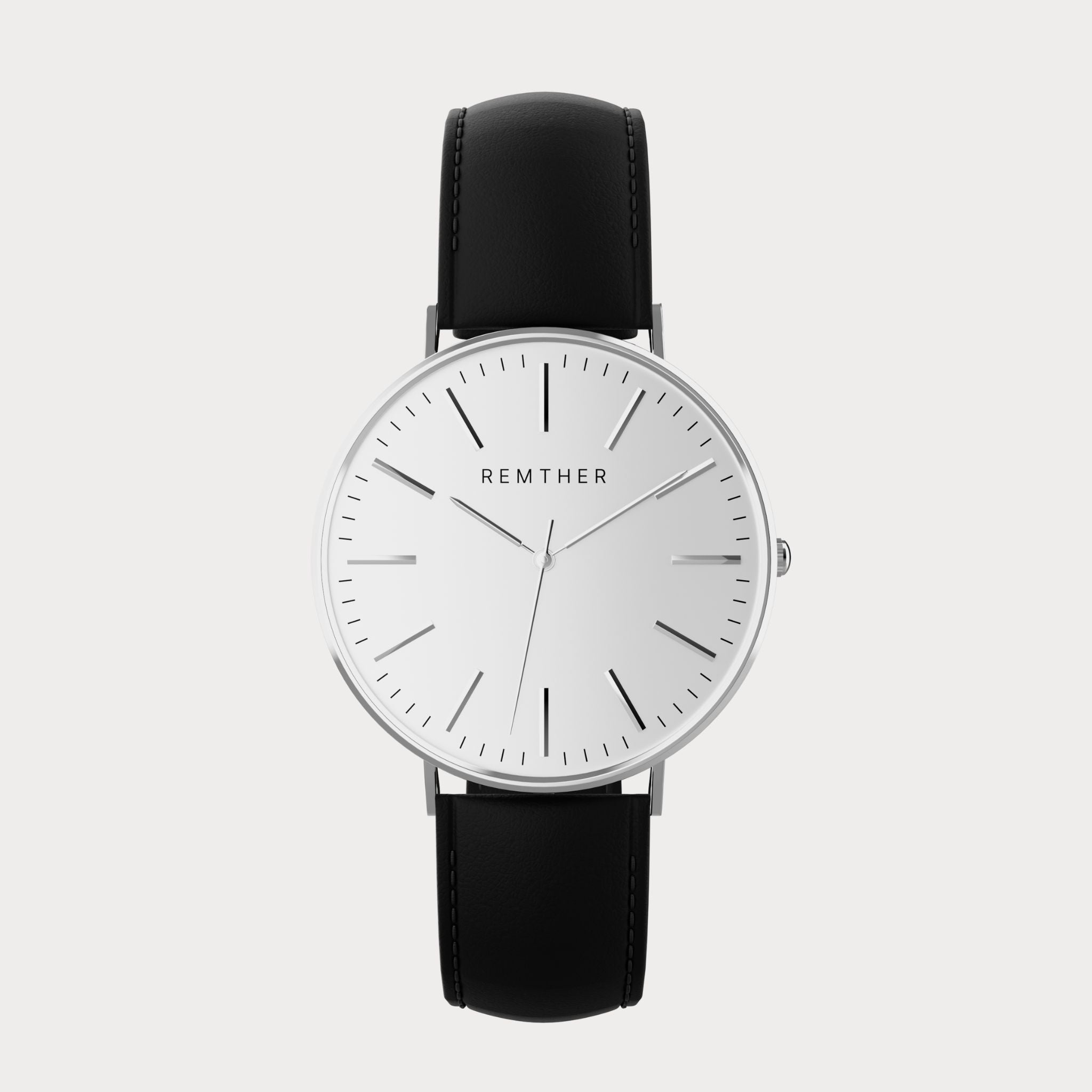 Silver face watch 2024 with leather strap